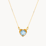 COLLAR CORAZON CON TOPACIO AZUL Y CIRCONITAS CLORINA