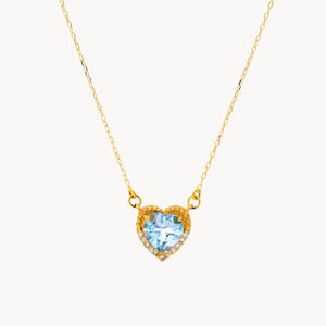 COLLAR CORAZON CON TOPACIO AZUL Y CIRCONITAS CLORINA