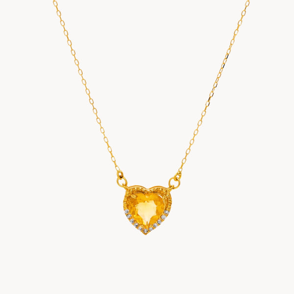 COLLAR CORAZON CON CITRINO Y CIRCONITAS CLORINA