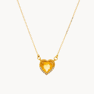COLLAR CORAZON CON CITRINO Y CIRCONITAS CLORINA