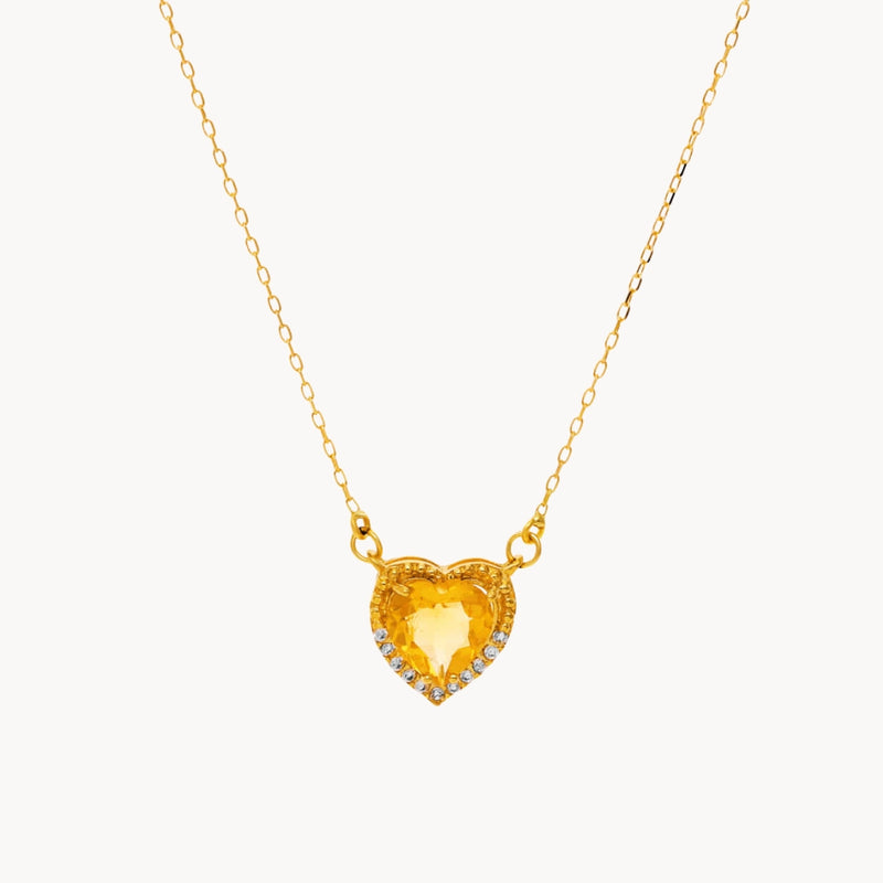 COLLAR CORAZON CON CITRINO Y CIRCONITAS CLORINA