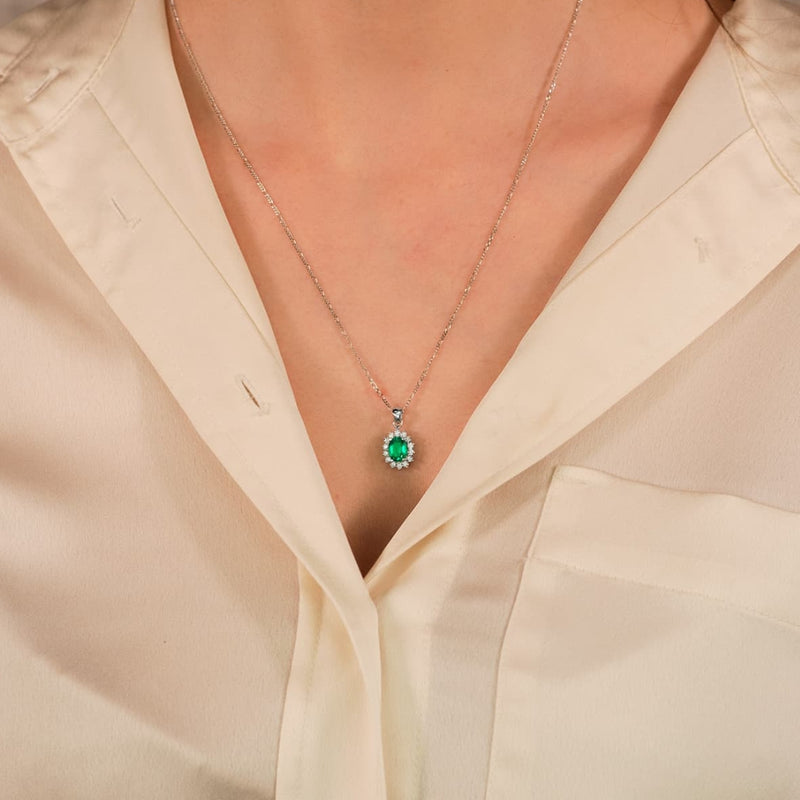 COLGANTE ESMERALDA Y DIAMANTES DIANE