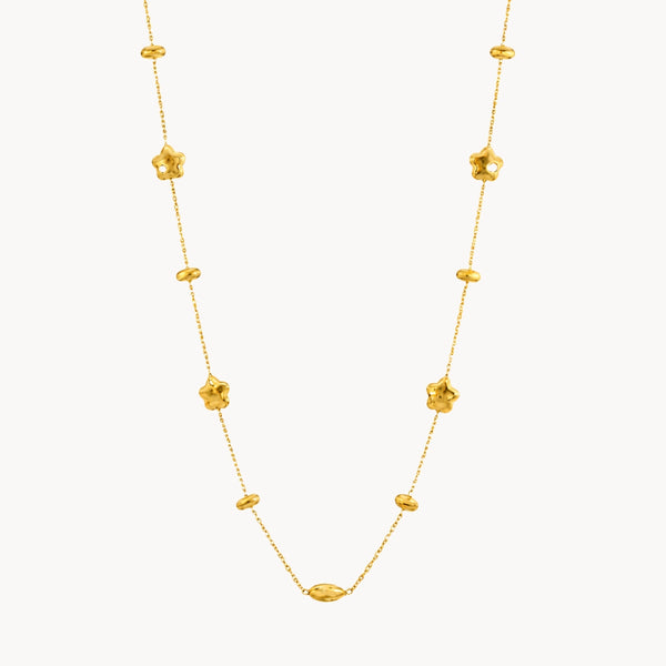 Sioned Flower and Oval Necklace
