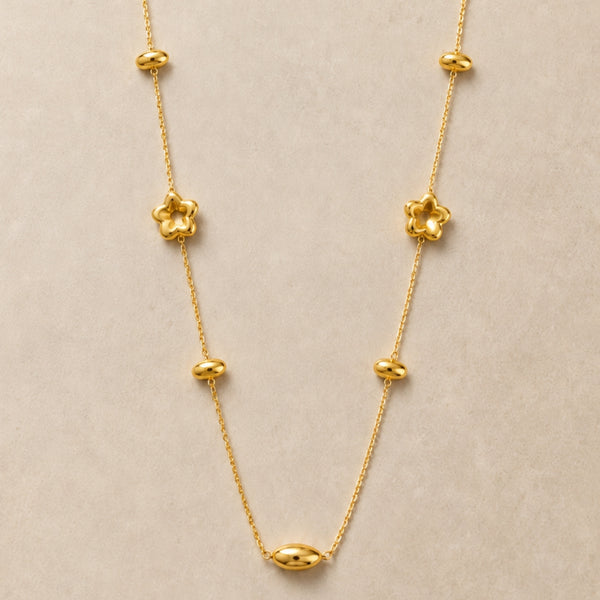 Sioned Flower and Oval Necklace