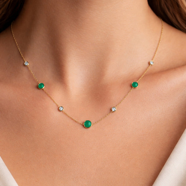 COLLAR CIRCONITAS BLANCAS Y VERDES AITANA