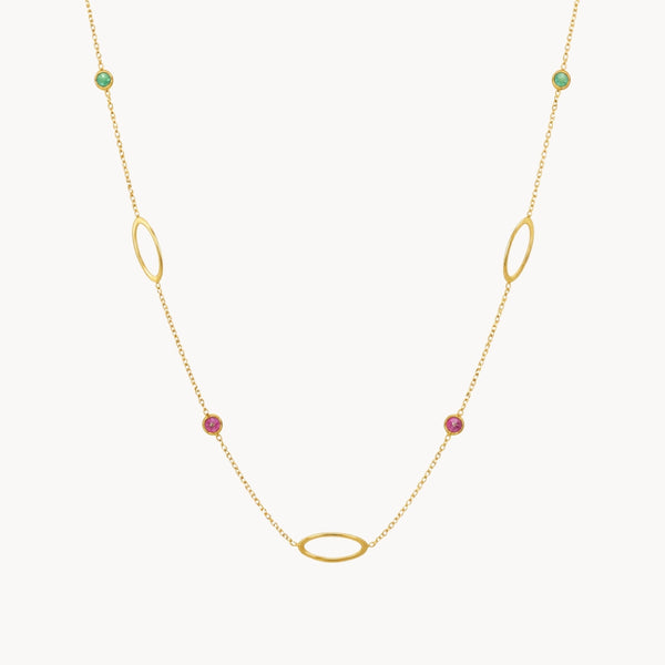 COLLAR OVALOS Y CIRCONITAS DE COLOR VANNA