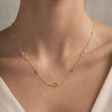 COLLAR OVALOS Y CIRCONITAS DE COLOR VANNA