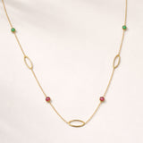 COLLAR OVALOS Y CIRCONITAS DE COLOR VANNA