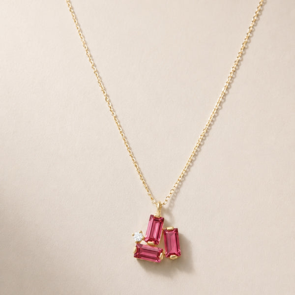 COLGANTE TOPACIOS ROSAS Y DIAMANTE HEBE