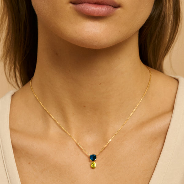 COLLAR TOPACIO LONDON BLUE Y OLIVINO CATIRA