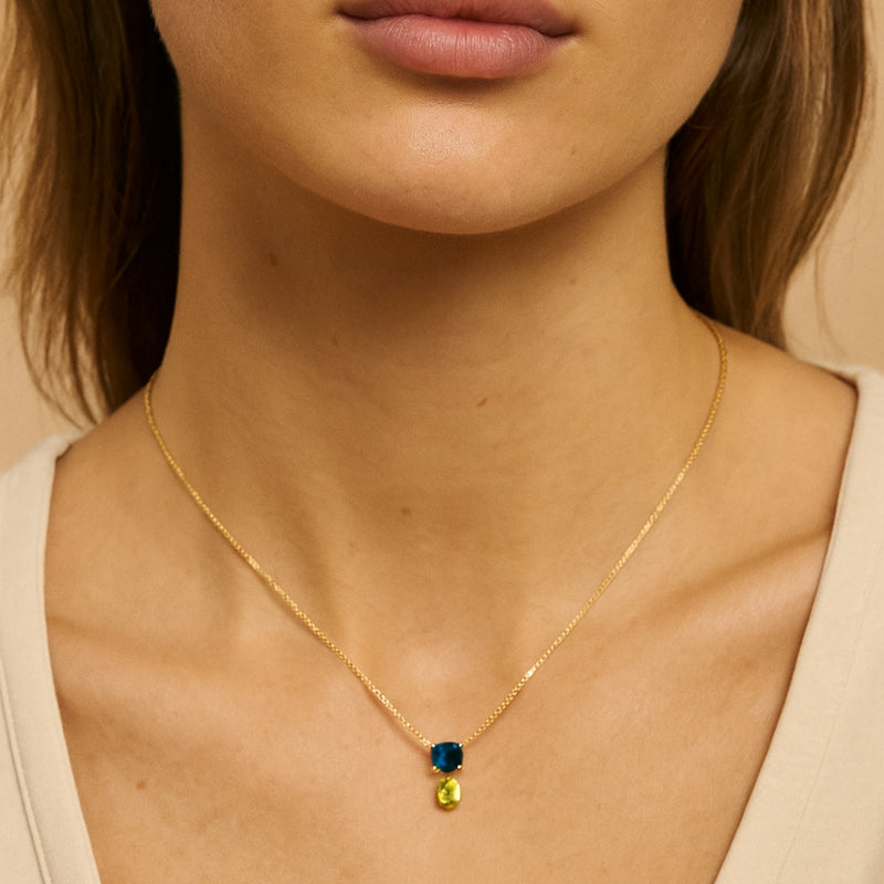 COLLAR TOPACIO LONDON BLUE Y OLIVINO CATIRA