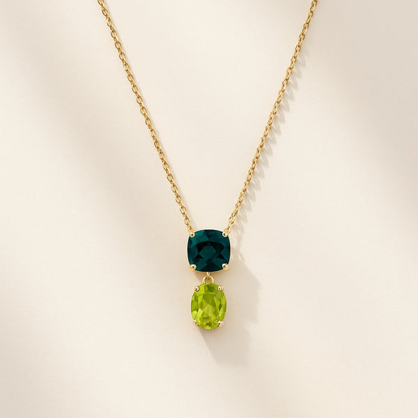 COLLAR TOPACIO LONDON BLUE Y OLIVINO CATIRA