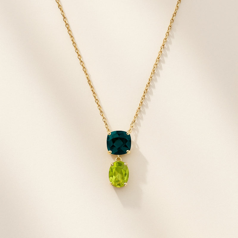 COLLAR TOPACIO LONDON BLUE Y OLIVINO CATIRA