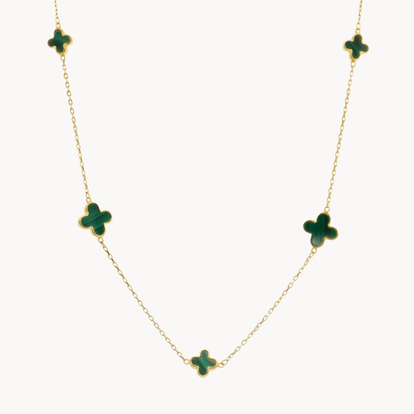 COLLAR TREBOLES CON MALAQUITA MELINA