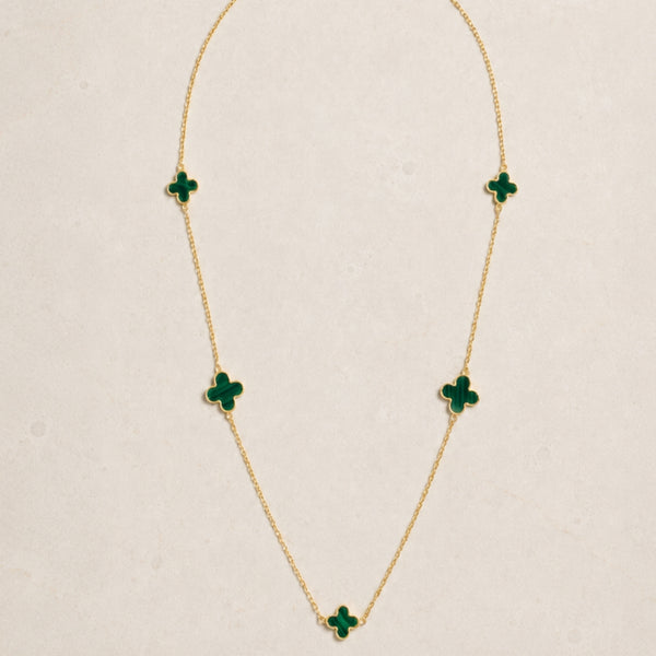 COLLAR TREBOLES CON MALAQUITA MELINA