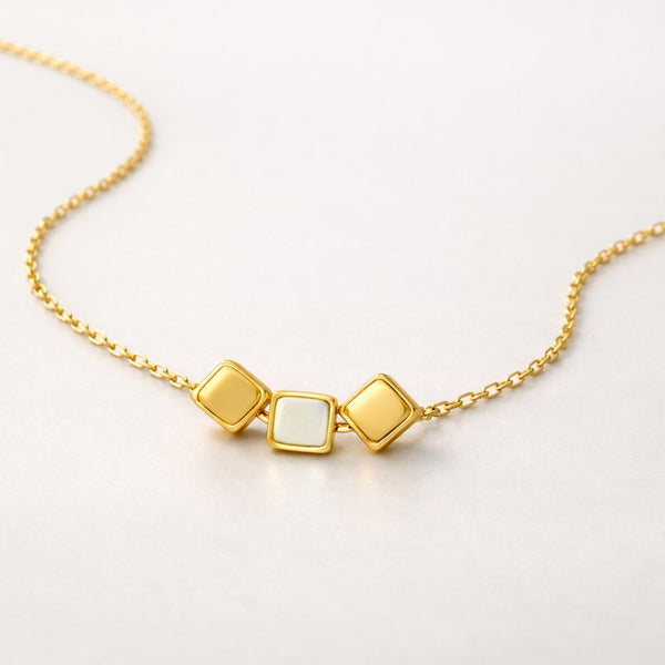 THREE-CUBE TWO-TONE NECKLACE