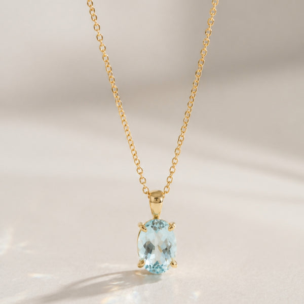 COLGANTE AGUAMARINA OVAL GRANDE ELSA