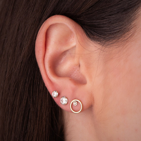 PENDIENTES BICOLOR CIRCULO CON CIRCONITA