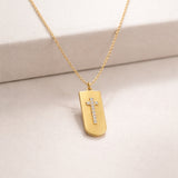 COLGANTE CHAPA CON DIAMANTES Y CRUZ