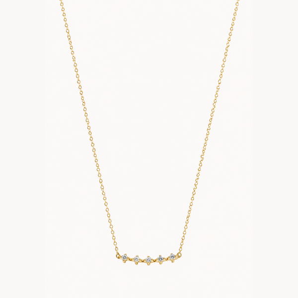 COLLAR BARRA CURVA CON 5 DIAMANTES NATURALES