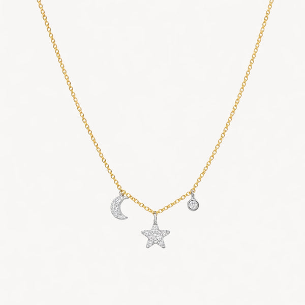 COLLAR LUNA Y ESTRELLA CON DIAMANTES JAGA