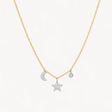 COLAR LUA E ESTRELA COM DIAMANTES JAGA