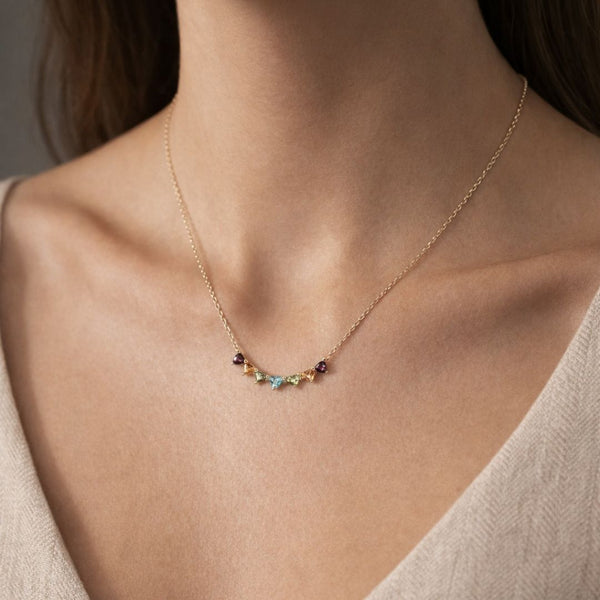 COLLAR PIEDRAS DE COLOR  Y DIAMANTES REN