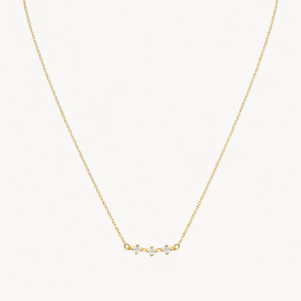 COLAR BARRA CURVA COM 3 DIAMANTES YURI