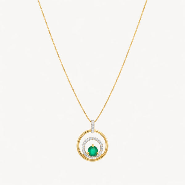 COLGANTE CIRCULO ESMERALDA Y DIAMANTES ZALI