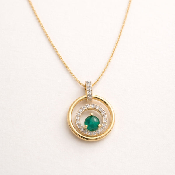 COLGANTE CIRCULO ESMERALDA Y DIAMANTES ZALI