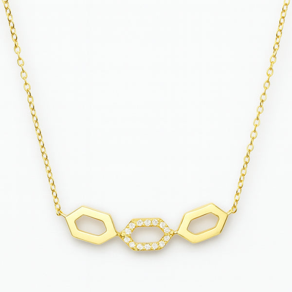 COLLAR HEXAGONOS CON DIAMANTES MABYN