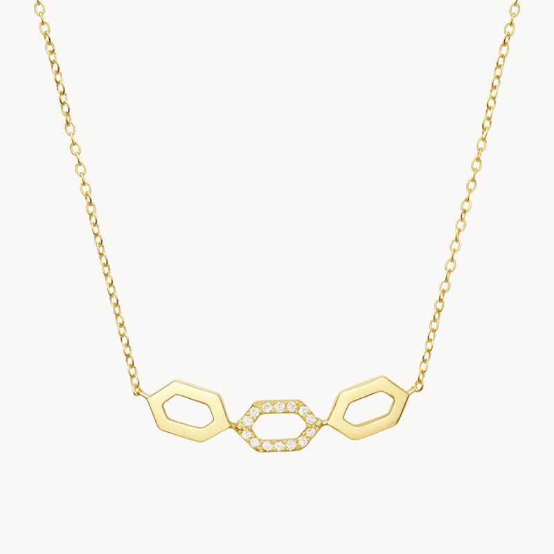 COLLAR HEXAGONOS CON DIAMANTES MABYN