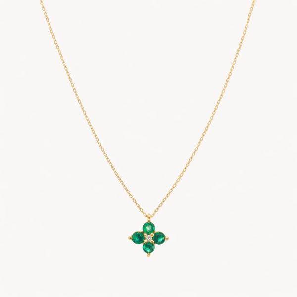 OANA Flower Pendant with Emeralds and Diamonds