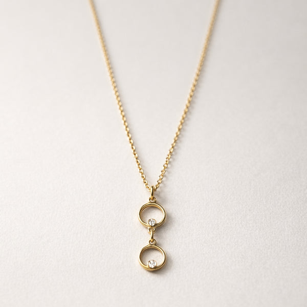 COLGANTE DOBLE CIRCULO CON DIAMANTES BASIA