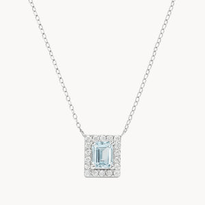 COLGANTE RECTANGULAR AGUAMARINA BAGUETTE Y DIAMANTES