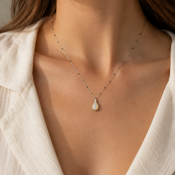 COLLAR OPALO PERILLA CON DIAMANTE