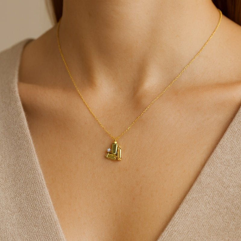 COLGANTE OLIVINOS Y DIAMANTE HEBE