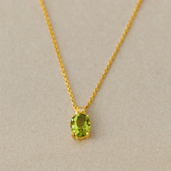 COLGANTE OLIVINO Y DIAMANTE PIEDRA DE CUMPLEAÑOS AGOSTO