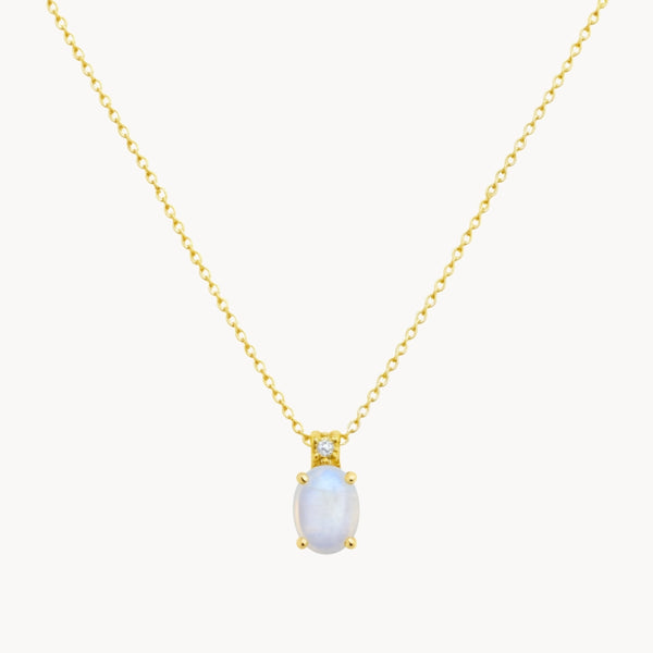 COLGANTE PIEDRA LUNA Y DIAMANTE PIEDRA DE CUMPLEAÑOS JUNIO