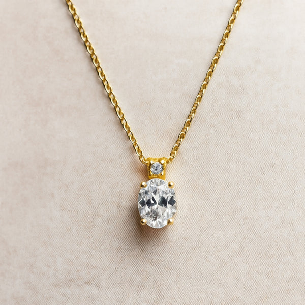 COLGANTE TOPACIO BLANCO Y DIAMANTE PIEDRA DE CUMPLEAÑOS ABRIL