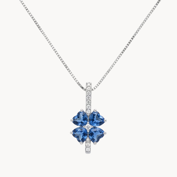 COLGANTE TOPACIOS LONDON BLUE Y DIAMANTES YAMILA