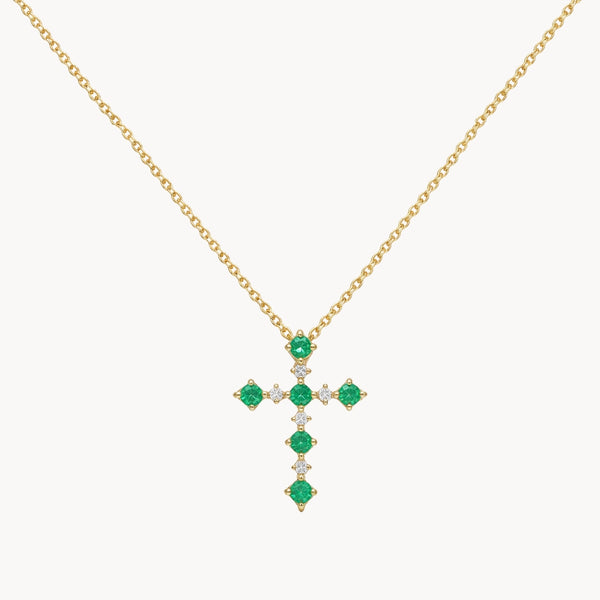COLGANTE CRUZ ESMERALDAS Y DIAMANTES ALONA