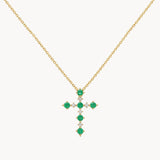 COLGANTE CRUZ ESMERALDAS Y DIAMANTES ALONA