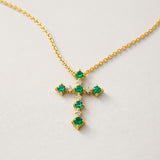 COLGANTE CRUZ ESMERALDAS Y DIAMANTES ALONA