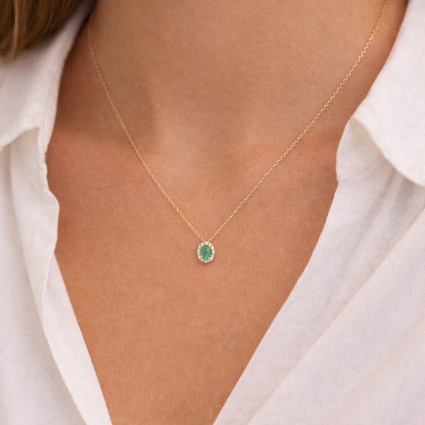 COLGANTE ESMERALDA Y ORLA DIAMANTES ANORA