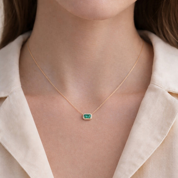 COLGANTE ESMERALDA Y DIAMANTES RHODA