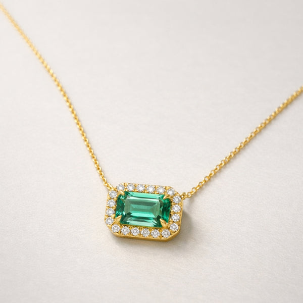 COLGANTE ESMERALDA Y DIAMANTES RHODA