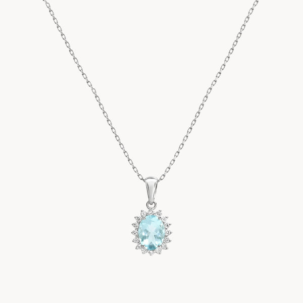 COLGANTE AGUAMARINA Y DIAMANTES ESSIE