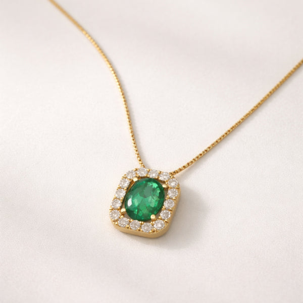 COLGANTE ESMERALDA Y DIAMANTES SILJE