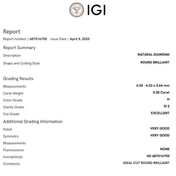 COLGANTE DIAMANTE 0.30 QUILATES MICHELLE CERTIFICADO IGI